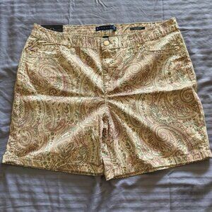 Bandolino Amy Short Women’s 5-Pocket Modern Fit Paisley Shorts Size 16 NWT